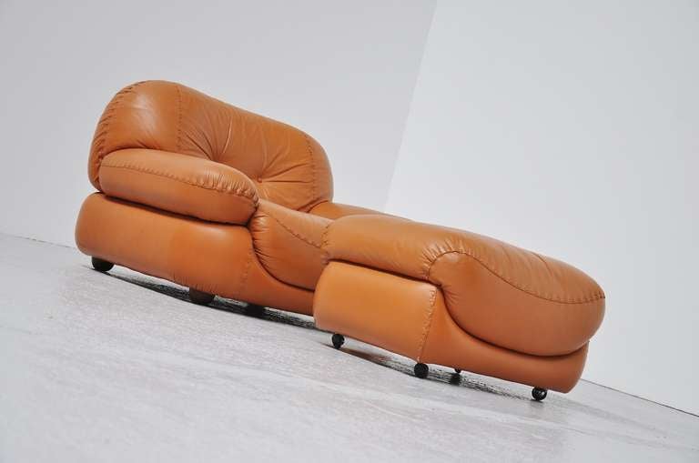 Mobil Girgi Italian Lounge Chair, Cognac Leather, 1970 1