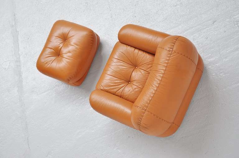 Mobil Girgi Italian Lounge Chair, Cognac Leather, 1970 2