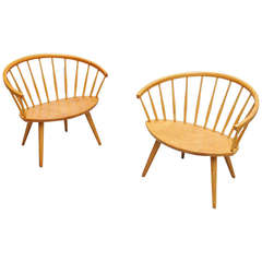 Vintage Yngve Ekstrom Arka chairs pair, Sweden 1955