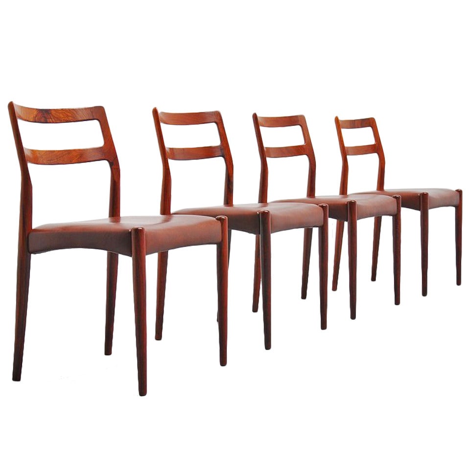 Johannes Andersen Rosewood Chairs for Uldum Mobelfabrik, 1960