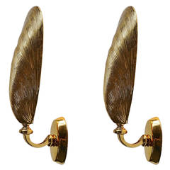 Solid Bronze Mussel Sconces Made in France, 1970