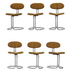 Italian Cantilever Dining Chairs in Chrome, 1970