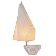 Daum France Voilier Crystal Glass Table Lamp 1960