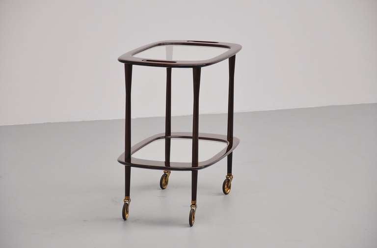 Cesare Lacca Bi-Level Bar Cart, Italy, 1950 In Good Condition In Roosendaal, Noord Brabant