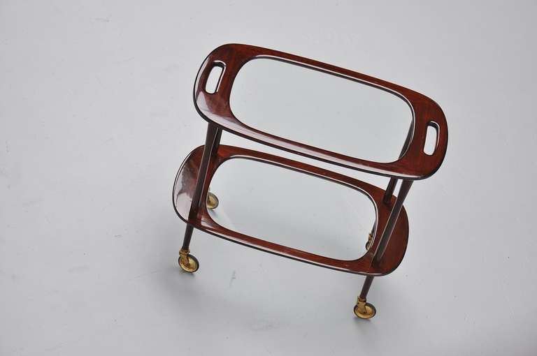 Glass Cesare Lacca Bi-Level Bar Cart, Italy, 1950