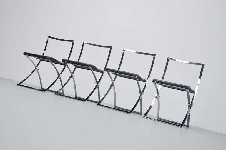 Marcello Cuneo Luisa Folding Chair Set, Italy, 1970