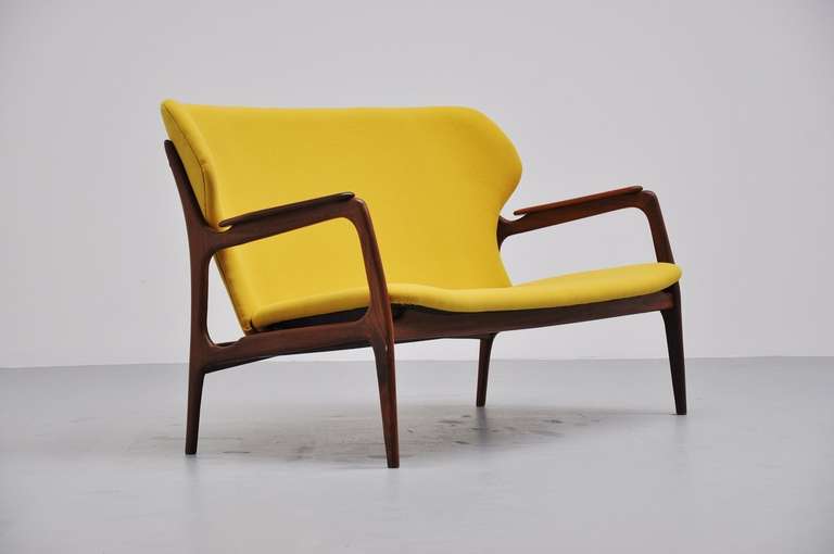 Scandinavian Modern Danish Lounge Sofa in Yellow Upholstery, 1960