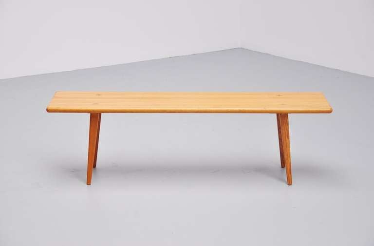 Scandinavian Modern Carl Malmsten Solid Pine Bench, Sweden, 1940