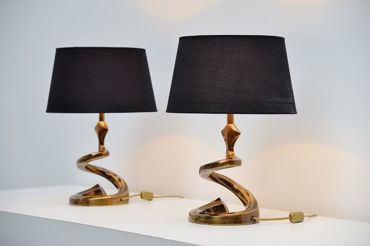 Mid-Century Modern Very Nice Bronze Table Lamps in the Manner of Pierre Cardin, 1970