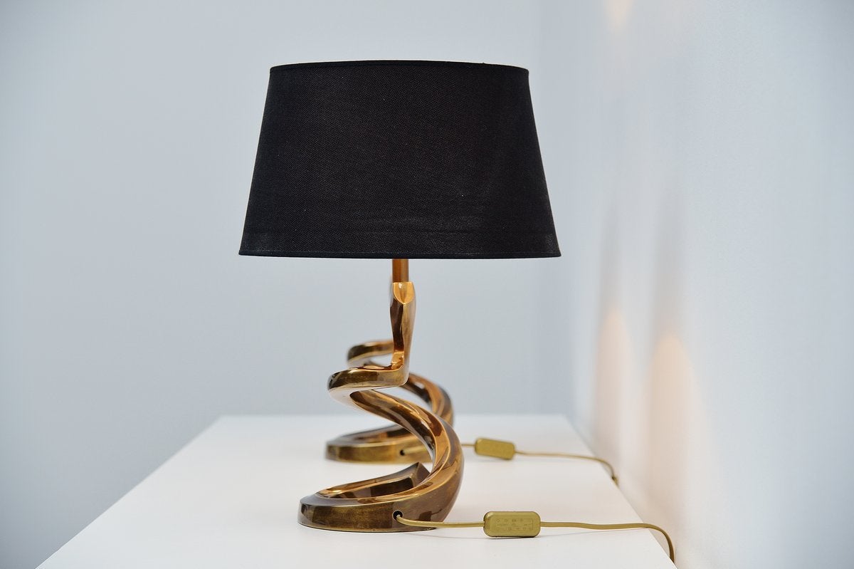 Late 20th Century Very Nice Bronze Table Lamps in the Manner of Pierre Cardin, 1970
