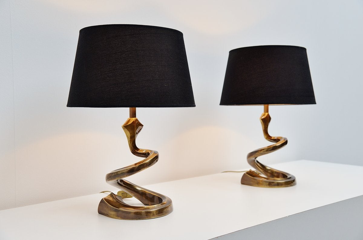 Very Nice Bronze Table Lamps in the Manner of Pierre Cardin, 1970 2