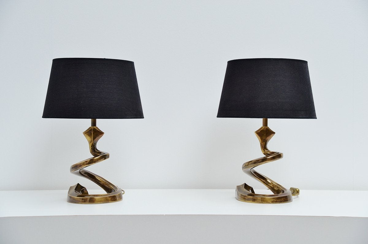 Very Nice Bronze Table Lamps in the Manner of Pierre Cardin, 1970 3