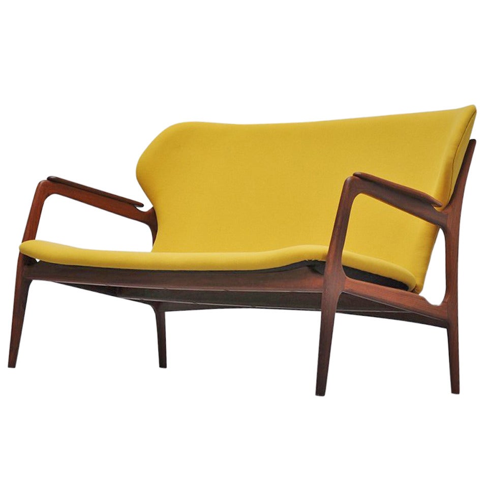 Danish Lounge Sofa in Yellow Upholstery, 1960