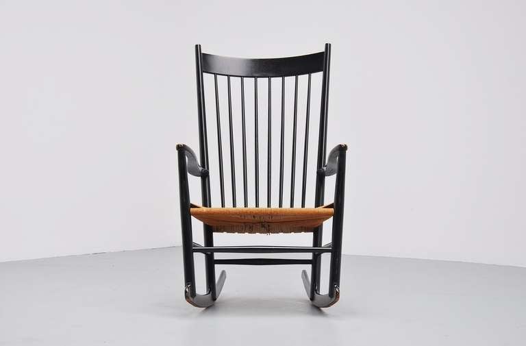 Scandinavian Modern Hans Wegner J16 Rocking Chair for FDB Mobler, Denmark, 1962