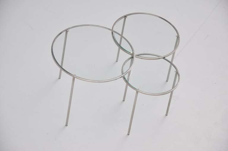 Glass Bauhaus Era, Modernist Nesting Table Set 
