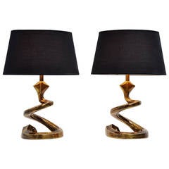 Very Nice Bronze Table Lamps in the Manner of Pierre Cardin, 1970
