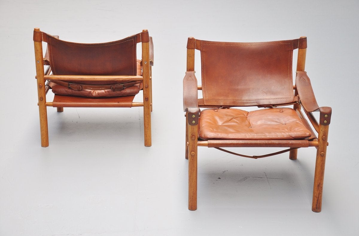 Leather Arne Norell Sirocco chairs Sweden 1964