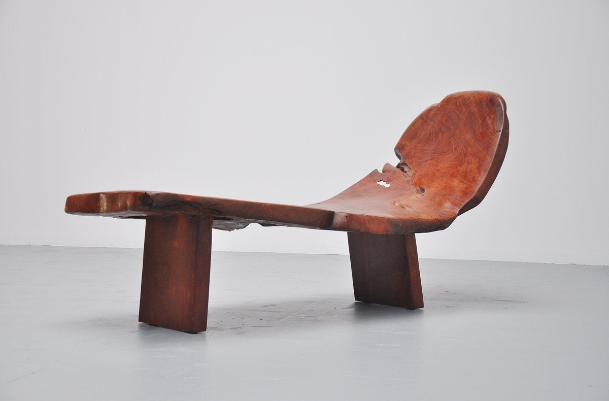 Wood Tree trunk chaise longue Holland 1970