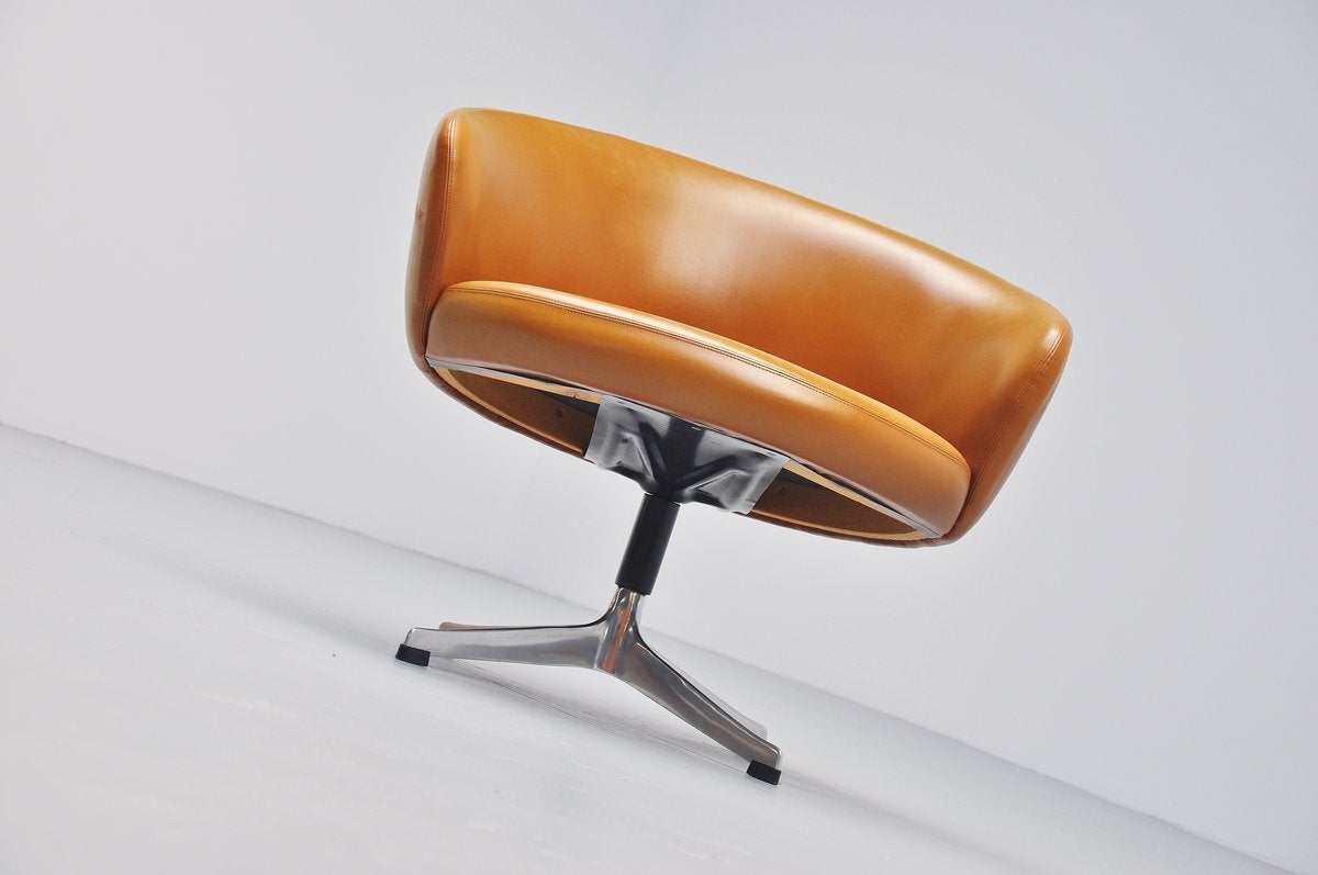 Faux Leather Yngve Ekstrom Rondino swivel chair Swedese 1950