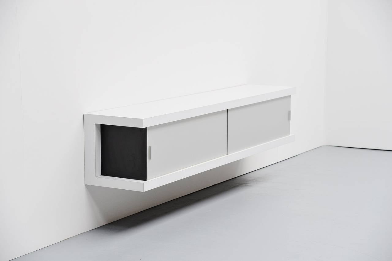 Horst Brüning floating sideboard white Behr Germany 1967 In Excellent Condition In Roosendaal, Noord Brabant