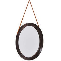 Wenge wall mirror Denmark 1970 Jacques Adnet attributed