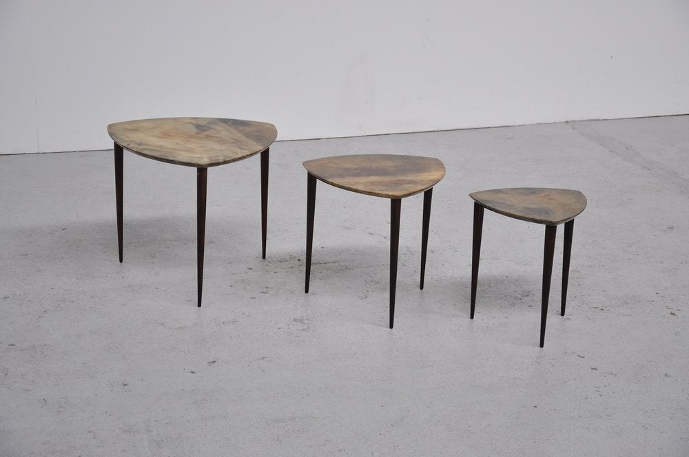 Aldo Tura nesting table set Italy