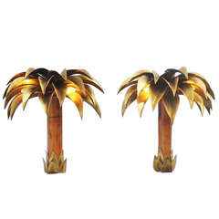 Maison Jansen Palm Tree Wall Lamps