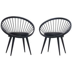 Pair of Yngve Ekstrom Circle Chairs, Sweden, 1960