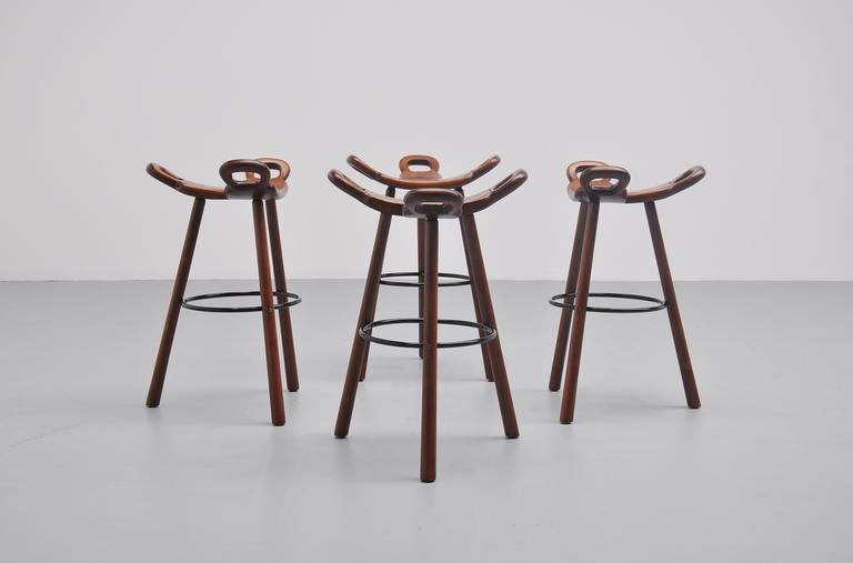 Four Spanish Brutalist Marbella Stools, 1970 3