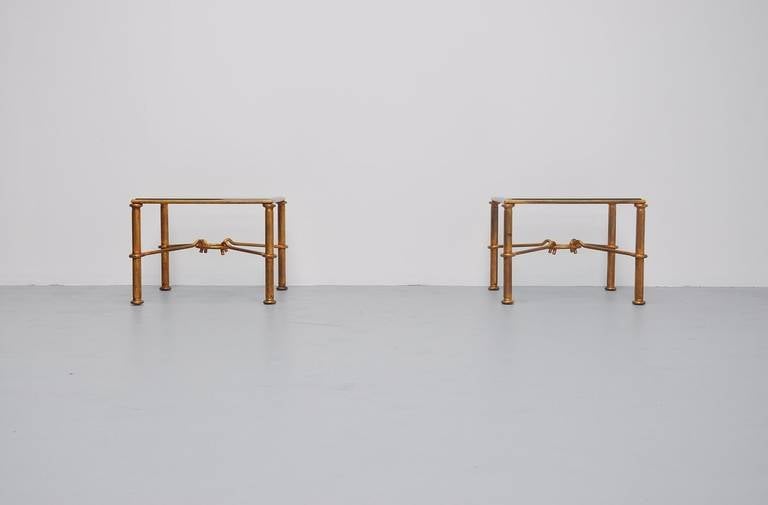Mid-Century Modern French Gilt Iron Coffee Tables in Style of Rene Drouet