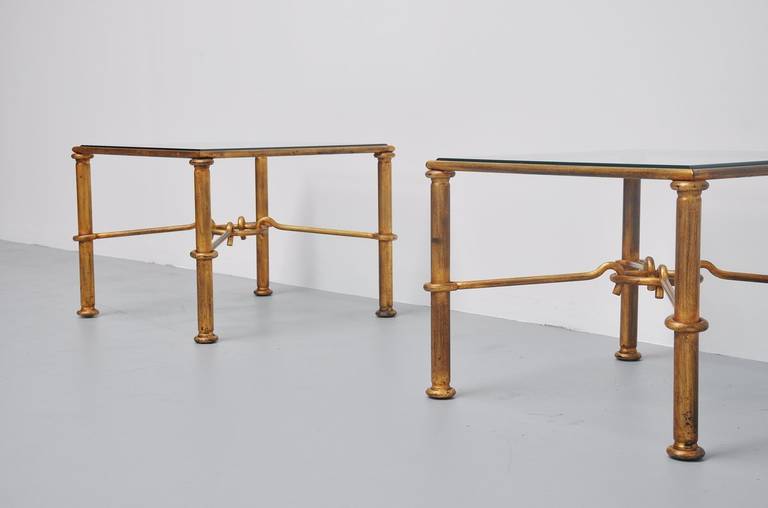 Metal French Gilt Iron Coffee Tables in Style of Rene Drouet