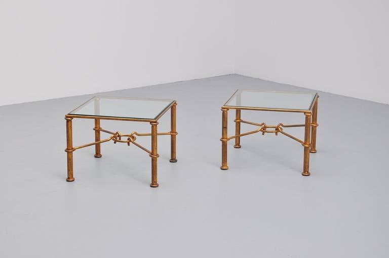 French Gilt Iron Coffee Tables in Style of Rene Drouet 1