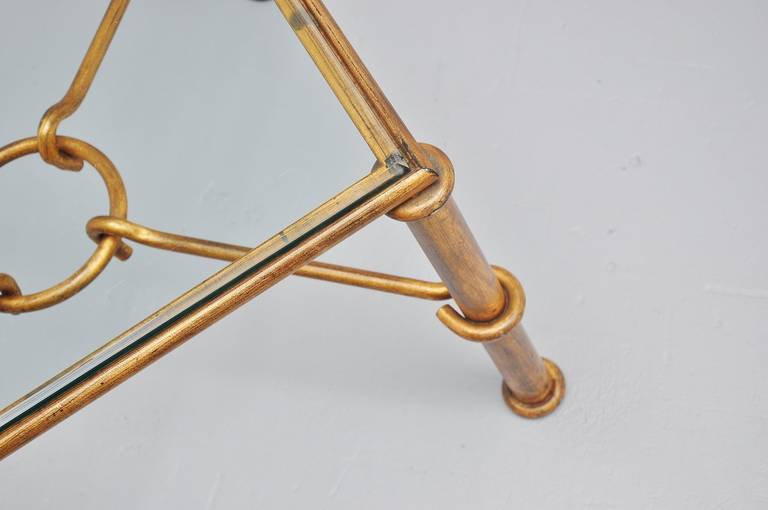 French Gilt Iron Coffee Tables in Style of Rene Drouet 4
