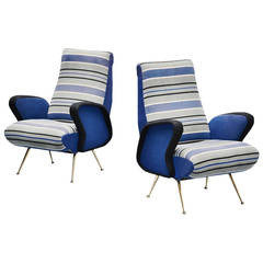Arflex style Lounge Chairs with Original Fabric, Italy, 1950