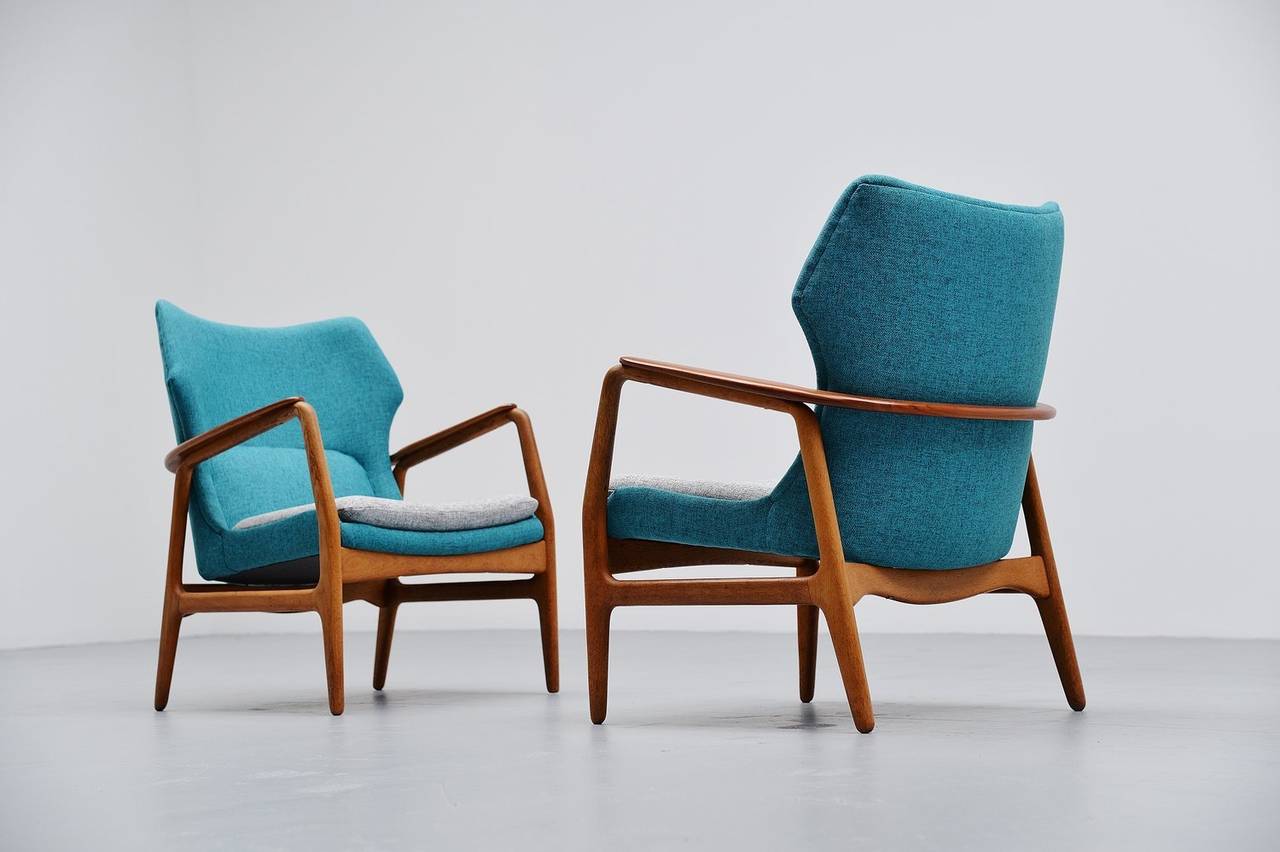 Fabric Aksel Bender Madsen Bovenkamp Lounge Chairs, Pair, 1960