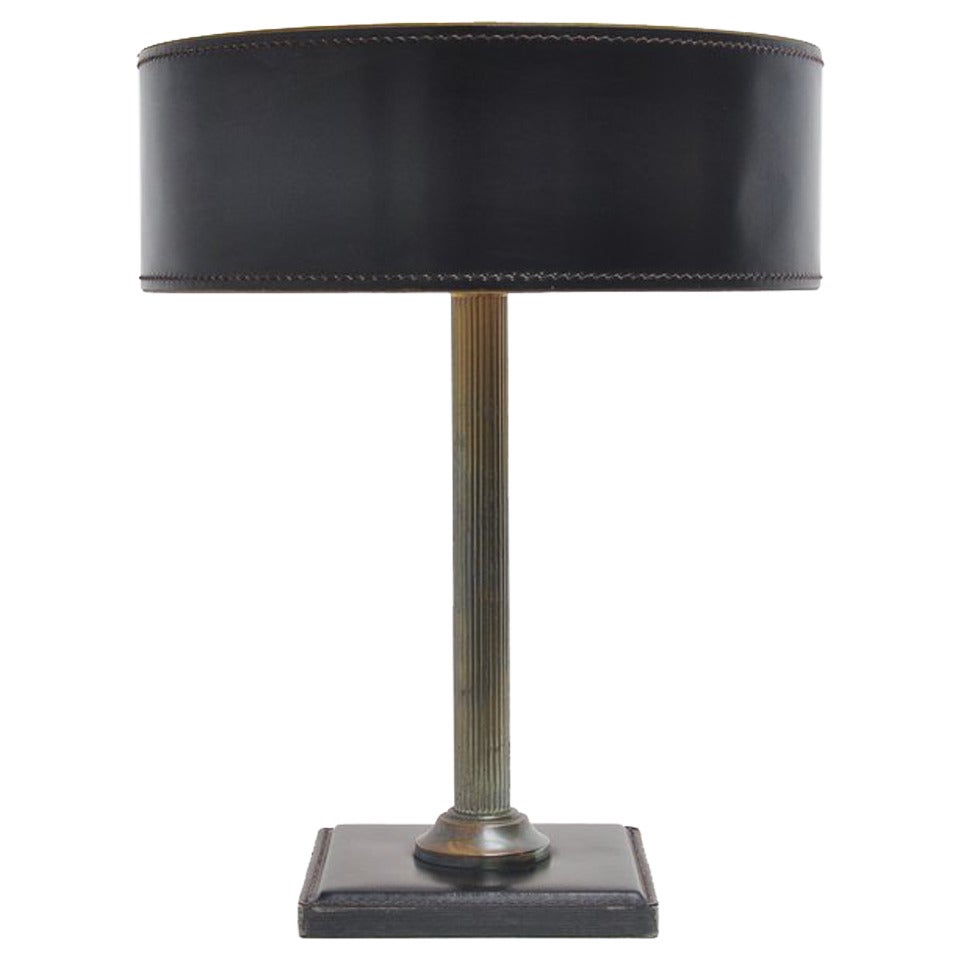 Jacques Adnet Leather-Clad Table Lamp