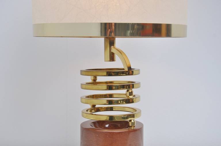 Very nice and rare table lamp designed and made by Banci Firenze, Italy 1970. This amazing table lamp has a rotating option by moving the brass rings. Its an amazing design that was created in the same line and style as the revolving tables by