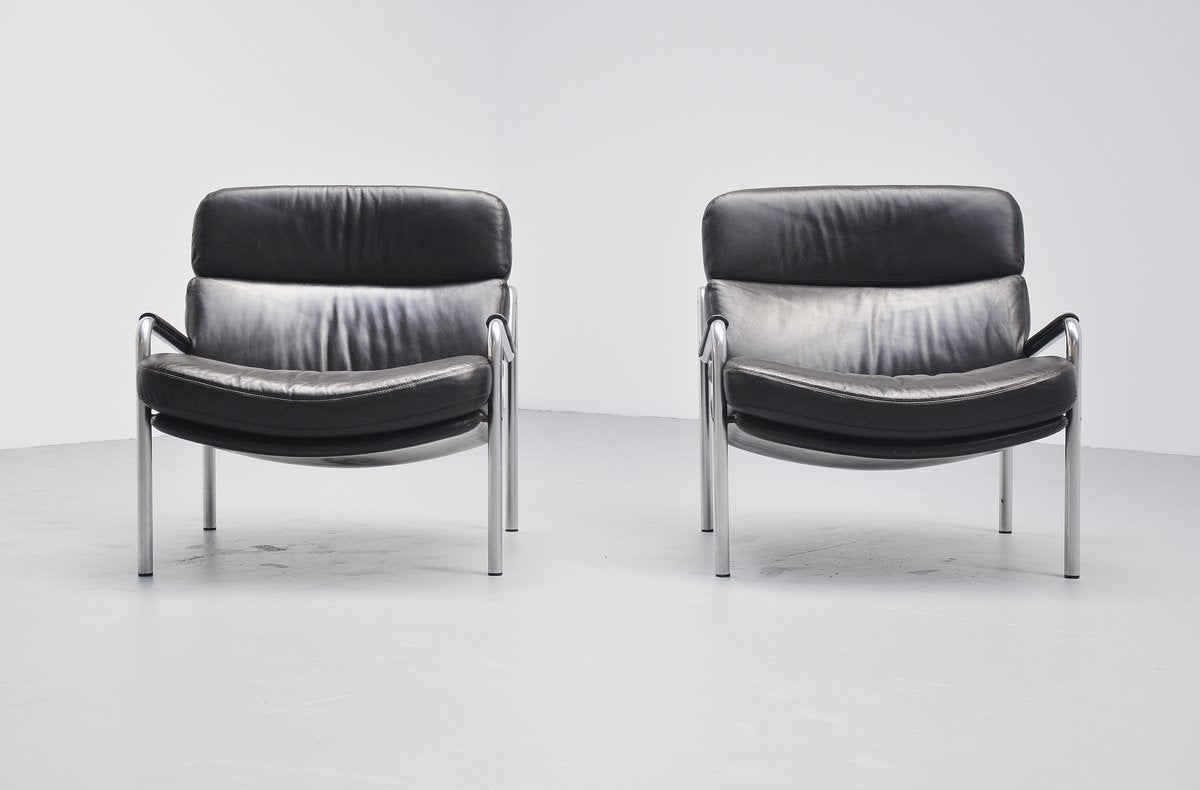 Mid-Century Modern Jorgen Kastholm lounge chairs for Kusch & Co Germany 1970