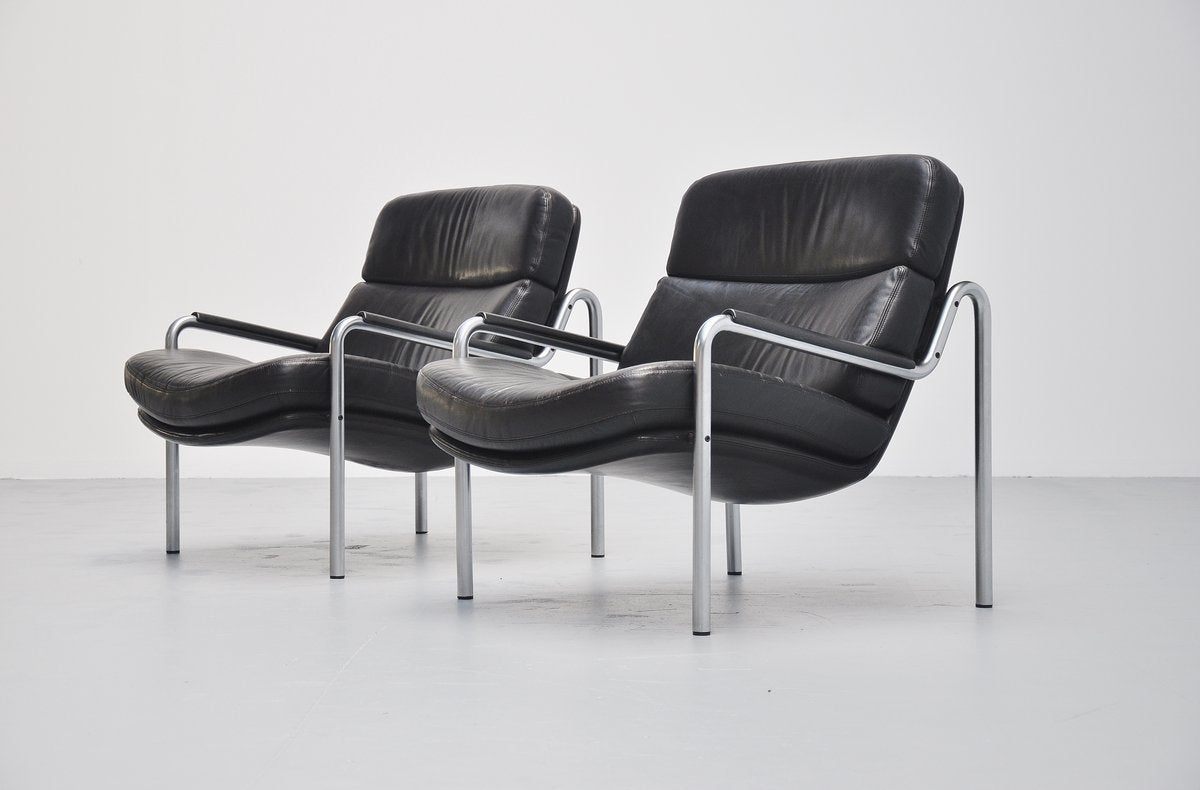 Brushed Jorgen Kastholm lounge chairs for Kusch & Co Germany 1970