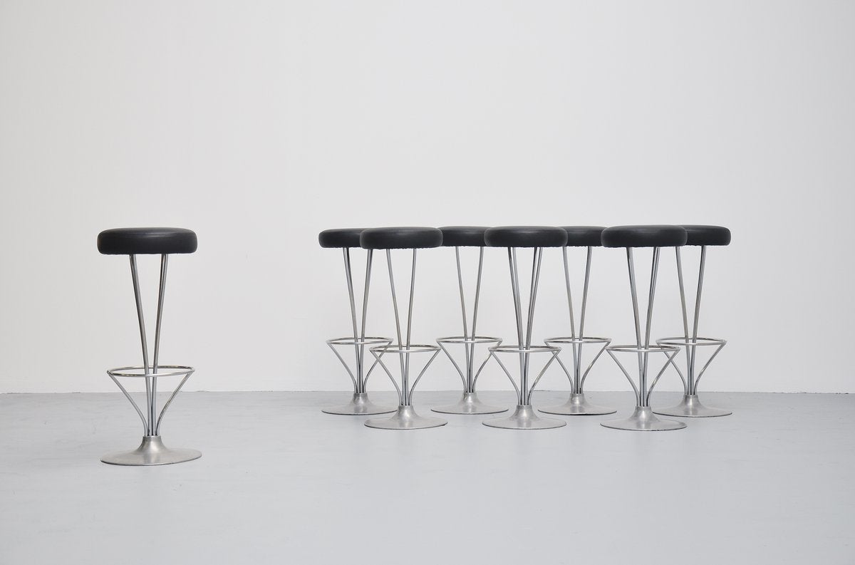 Scandinavian Modern Piet Hein bar stools for Fritz Hansen Denmark 1985