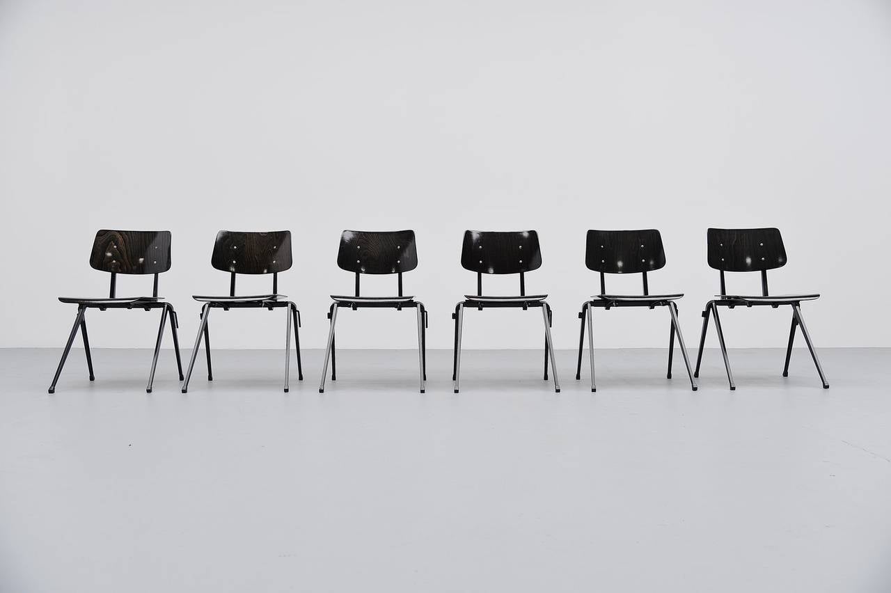 Galvanitas Stacking Chairs in Black, Holland, 1970
