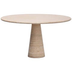 Angelo Mangiarotti Attributed Dining Table in Travertine, Italy, 1970