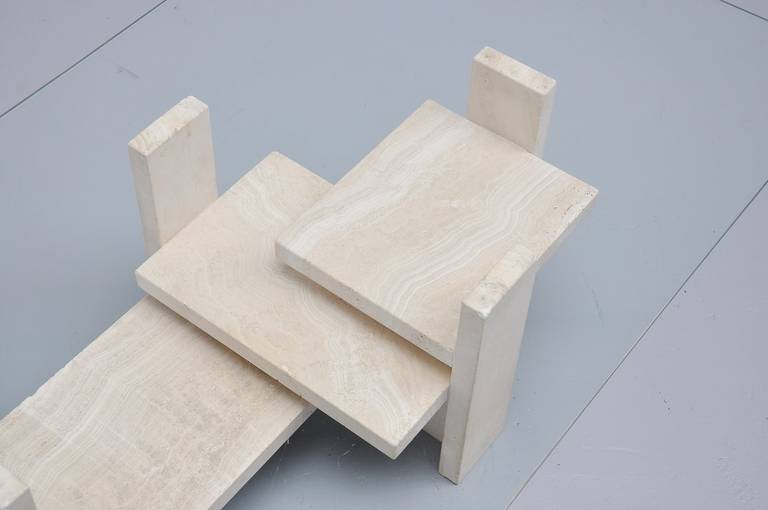 Late 20th Century Willy Ballez Sculptural Coffee Table in Travertine, Belgium 1970
