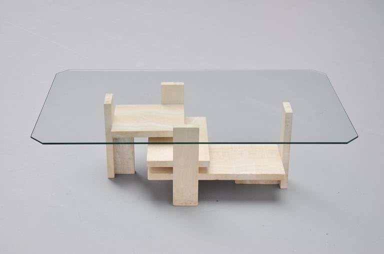 Willy Ballez Sculptural Coffee Table in Travertine, Belgium 1970 2