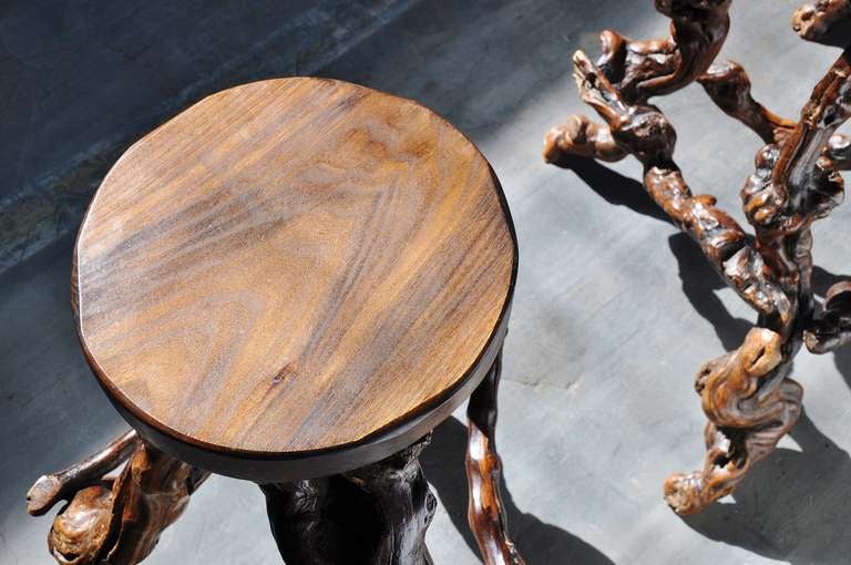 Mid-20th Century Brutalist tree trunk stools in the manner of George Nakashima 1960