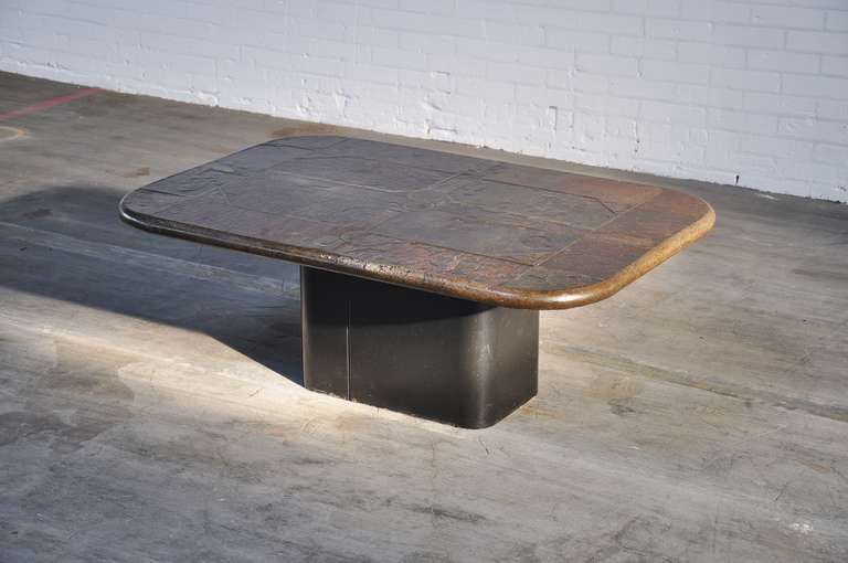 Paul Kingma Ceramic Art Slate Coffee Table With Metal Foot 1991
