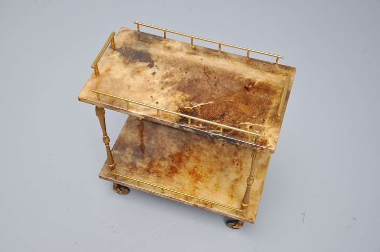 Italian Aldo Tura serving tea cart Italy 1960