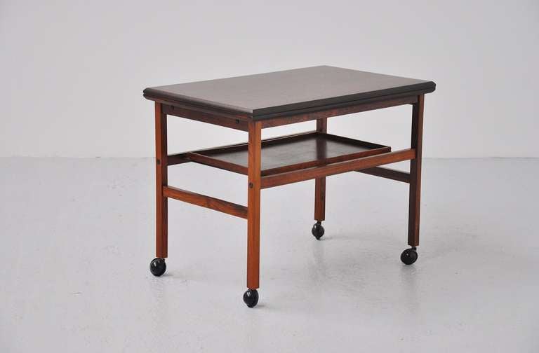 Arrebo Danish rosewood tea cart with folding top 1960