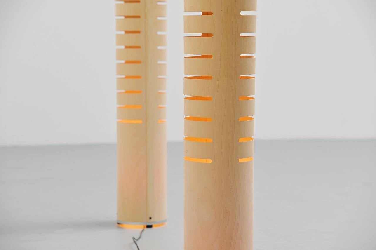 Beech Pair of Ruud Jan Kokke Brown Floor Lamp, Holland, 1998