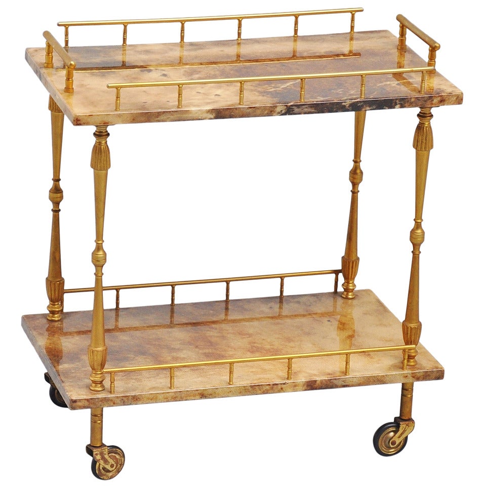 Aldo Tura serving tea cart Italy 1960